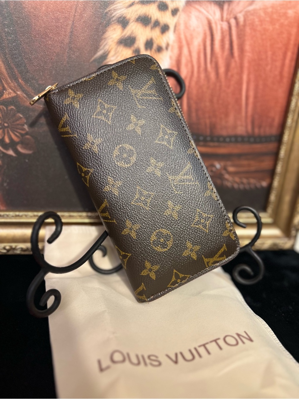 Brown Monogram canvas  Zip around  Wallet-NWOT